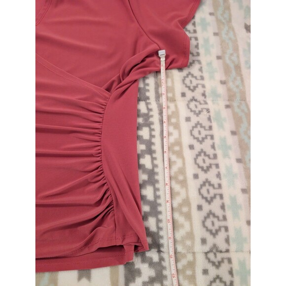 Coldwater Creek Small XL Top Pink Stretch Faux Wrap Deep V-Neck 3/4 Sleeve slim - Picture 10 of 11